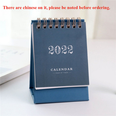 Calendar simplu de birou 2022 cu autocolante Mini Planificator de masă cu program zilnic dublu Organizator anual Rechizite școlare de birou
