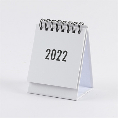 Calendar simplu de birou 2022 cu autocolante Mini Planificator de masă cu program zilnic dublu Organizator anual Rechizite școlare de birou