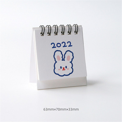 Calendar simplu de birou 2022 cu autocolante Mini Planificator de masă cu program zilnic dublu Organizator anual Rechizite școlare de birou