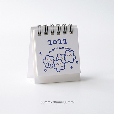 Calendar simplu de birou 2022 cu autocolante Mini Planificator de masă cu program zilnic dublu Organizator anual Rechizite școlare de birou