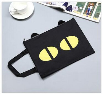 1X Kawaii Cute Oreo Cat Canvas A4 liela ietilpība dokumentu papīra maisiņu biznesa portfelis Ipad uzglabāšanas failu mapju soma dāvanai