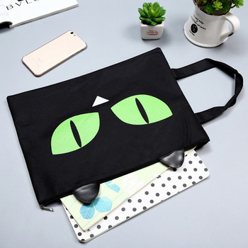 1X Kawaii Cute Oreo Cat Canvas A4 Голяма чанта за документи, хартии, бизнес куфарче за съхранение на файлове за Ipad, чанта, папка, подарък