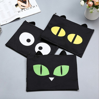 1X Kawaii Cute Oreo Cat Canvas A4 Голяма чанта за документи, хартии, бизнес куфарче за съхранение на файлове за Ipad, чанта, папка, подарък