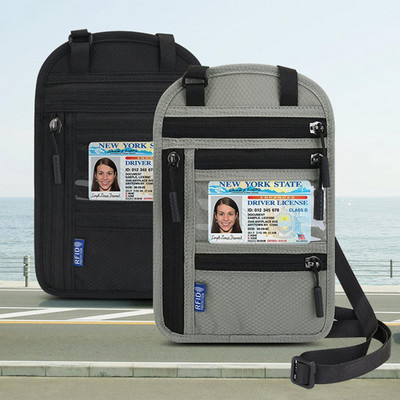 Преносима чанта за пътуване Практична карта Чанта за паспорт Портфейл за врата Портфейл през рамо RFID блокиране Чанта за защита на поверителността Паспортна чанта
