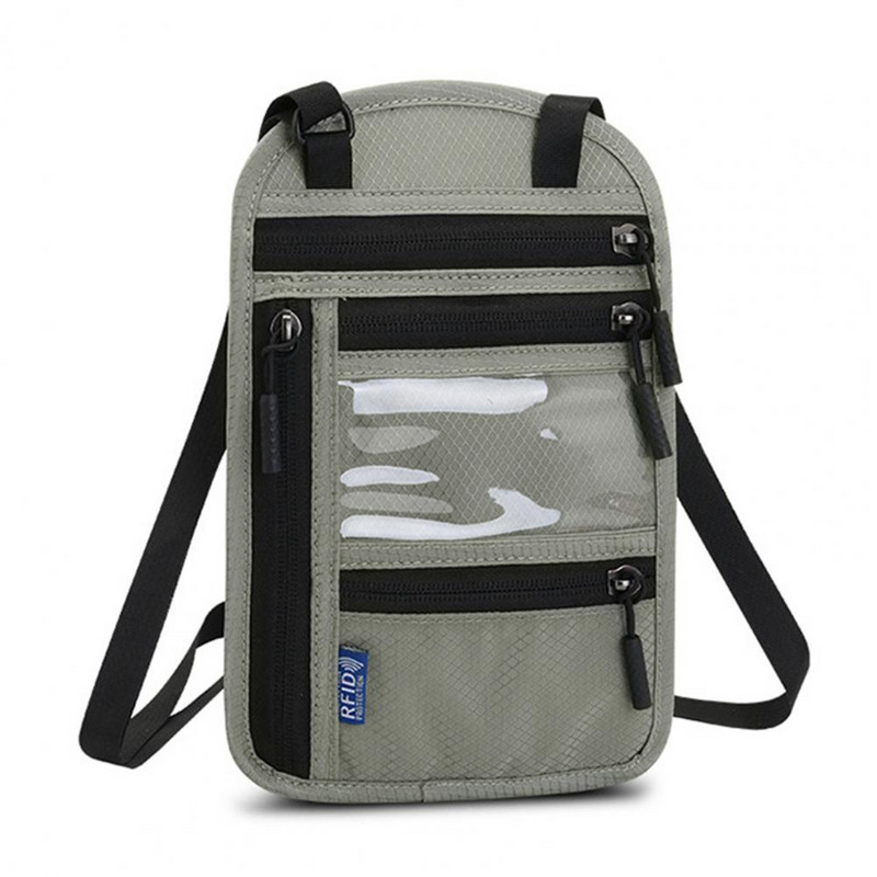 Nešiojamas kelioninis maišelis Praktinis kortelės paso krepšys ant kaklo Piniginė per petį RFID blokuojantis privatumo apsaugos maišelis paso maišelis