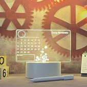 Planificator de calendar de birou din acril transparent Lumină de noapte cu LED cu marker șters de suport Planificator de calendar de birou