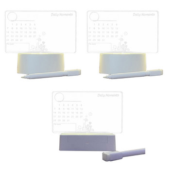Clear Acrylic Desk Calendar Planner Night Light LED with Stand Erasable Marker Office Calendar Planner