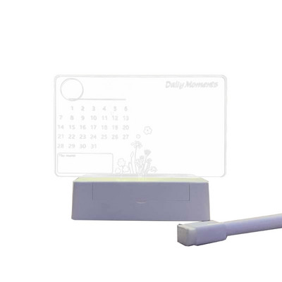 Planificator de calendar de birou din acril transparent Lumină de noapte cu LED cu marker șters de suport Planificator de calendar de birou