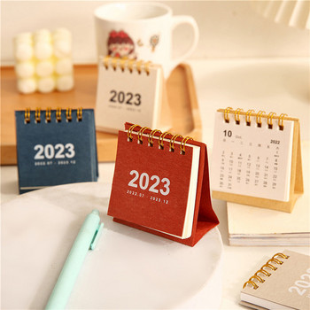 Освежаващ обикновен плътен цвят 2023 Мини настолен хартиен календар Двоен дневен планировчик Таблица Планер Годишен дневен ред Организатор Бюро