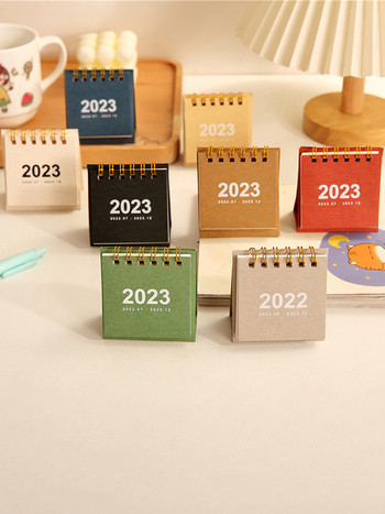 Освежаващ обикновен плътен цвят 2023 Мини настолен хартиен календар Двоен дневен планировчик Таблица Планер Годишен дневен ред Организатор Бюро
