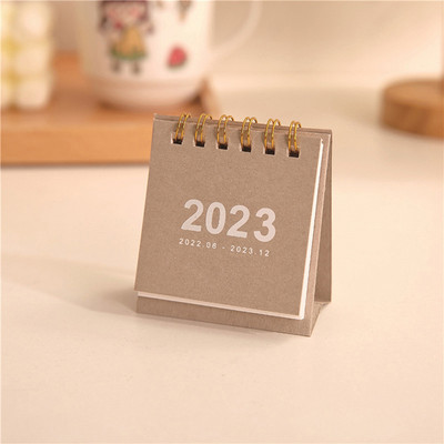 Osvježavajući, jednostavni jednobojni 2023 Mini stolni papirnati kalendar Dvostruki dnevni planer Stolni planer Godišnji dnevni red Organizator Stol