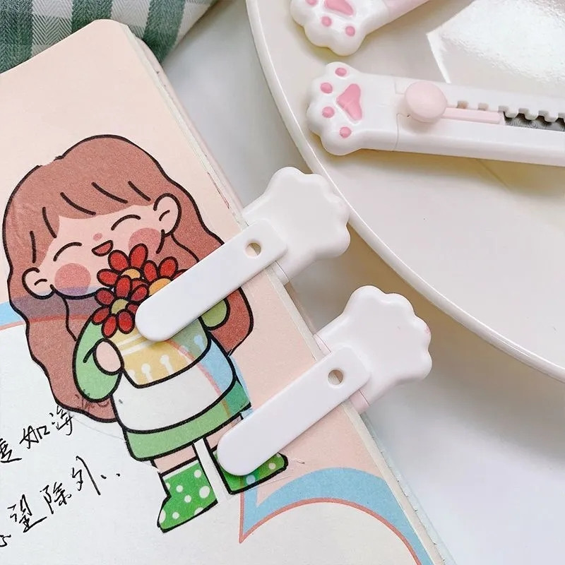 kawaii Cat Paw μαχαίρι επιστολόχαρτου Ροζ μίνι βοηθητικό μαχαίρι Τσέπης Πτυσσόμενο κοπτικό γράμμα στυλό φακέλου ανοιχτήρι μαχαίρι Express Box