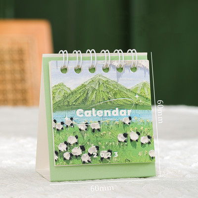Seria de pictură 2023 Calendar de masă Super Mini portabil Desktop Memo Board Planner Planificator Office School A7227