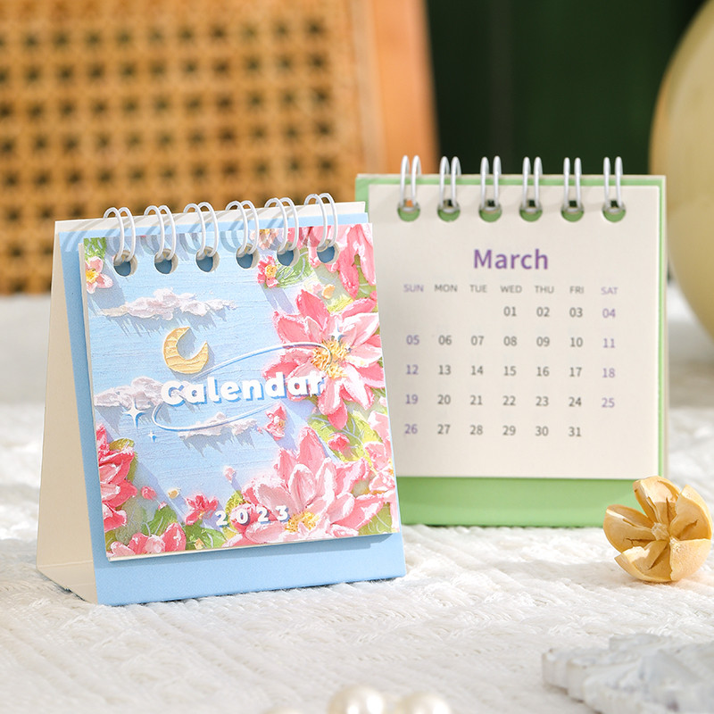 Seria de pictură 2023 Calendar de masă Super Mini portabil Desktop Memo Board Planner Planificator Office School A7227