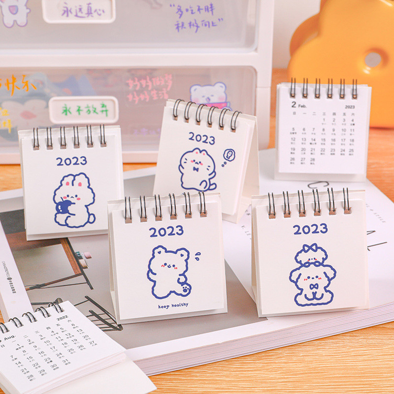 1 paket 2023, slatki medo, zec, mini stolni kalendar, planer, ukrasni pribor, kawaii stolni kalendari, školski uredski pribor