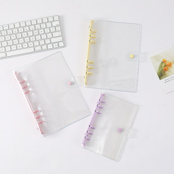 Κάλυμμα σημειωματάριου A5 A6 διαφανές PVC με χαλαρά φύλλα Macaron Color 6 Ring Binder Diary Journal Planner Korean School Stationery