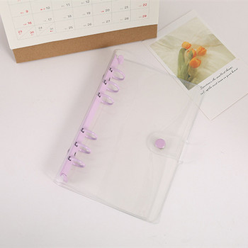 A5 A6 Прозрачна PVC подвързия за бележник с отделни листа Macaron Цвят 6 пръстена Подвързия Дневник Планер за корейски училищни канцеларски материали