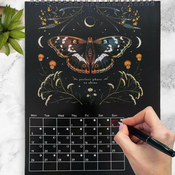 Календар на тъмната гора за 2023 г. Творчески илюстрирани стенни лунни календари Водоустойчиви цветни измиващи мастила Арт Астрология Лунен календар Подарък