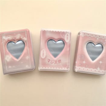 INS Sweet Pink Heart Bowknot Kpop Photocard Holder Album For Cards Idol Postcards Collecting Book Cards Protective Sleeve Album