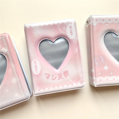 INS Sweet Pink Heart Bowknot Kpop Photocard Holder Album For Cards Idol Postcards Collecting Book Cards Protective Sleeve Album