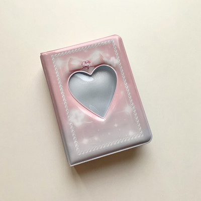 INS Sweet Pink Heart Bowknot Kpop nuotraukų kortelių laikiklis Albumas atvirukams Idol Atvirukai Kolekcionavimo knygų kortelės Apsauginių rankovių albumas