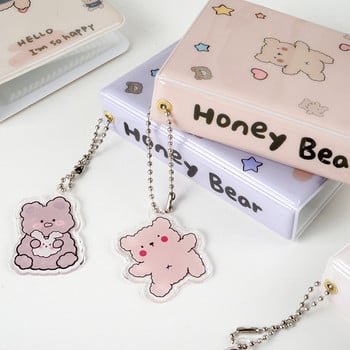 Cute Lovely Cartoon Bear Kpop Θήκη φωτογραφιών Μπρελόκ 3 ιντσών άλμπουμ για κάρτες Idol Postcards Collection Book Card Holder Άλμπουμ καρτών