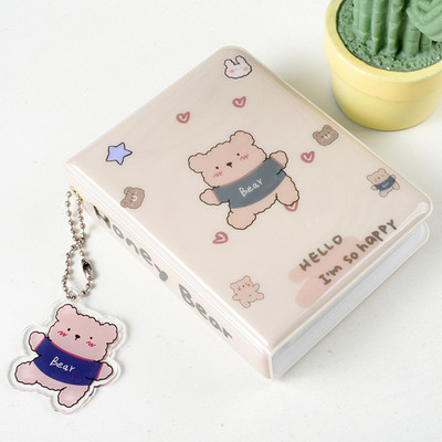 Mielas, mielas animacinis meškiukas Kpop nuotraukų kortelių laikiklis raktų pakabukas 3 colių albumas atvirukams Idol atvirukai Rinkti knygą kortelių laikiklis kortelių albumas