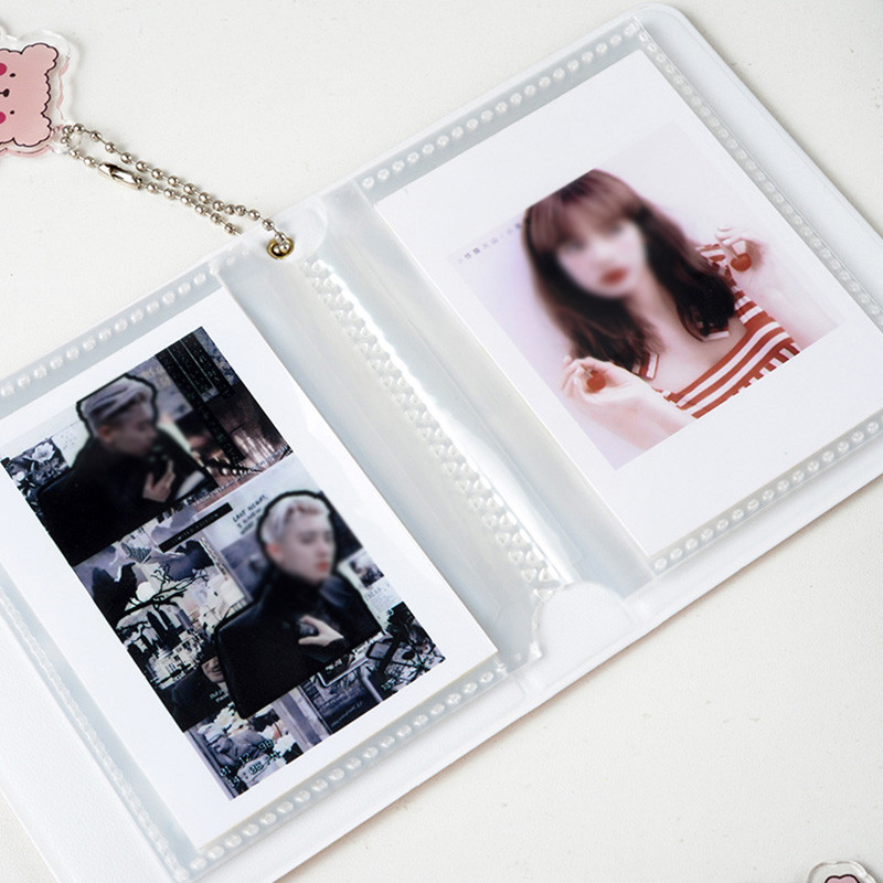Mielas, mielas animacinis meškiukas Kpop nuotraukų kortelių laikiklis raktų pakabukas 3 colių albumas atvirukams Idol atvirukai Rinkti knygą kortelių laikiklis kortelių albumas