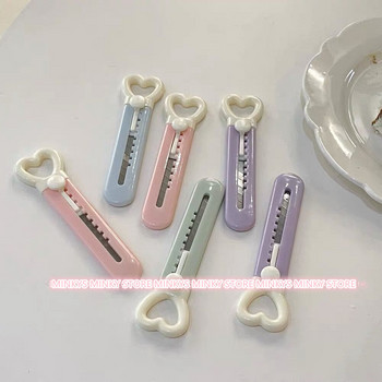 MINKYS Kawaii Mini Pocket Love Heart Art Utility Knife Express Box Μαχαίρι Χαρτοκόπτης χειροτεχνίας Εργαλεία περιτυλίγματος χαρτικά