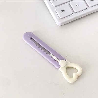 MINKYS Kawaii Mini buzunar Love Heart Art Cuțit utilitar Express Box Cuțit tăietor de hârtie Artizanat Instrumente de împachetat Papetarie