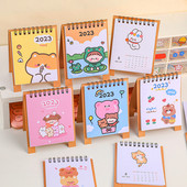 Nou 2023 simplu ins MIni calendar de birou Cute Rabbit Dog Calendar în picioare Planificator zilnic Planificator de masă Organizator de agende anuale