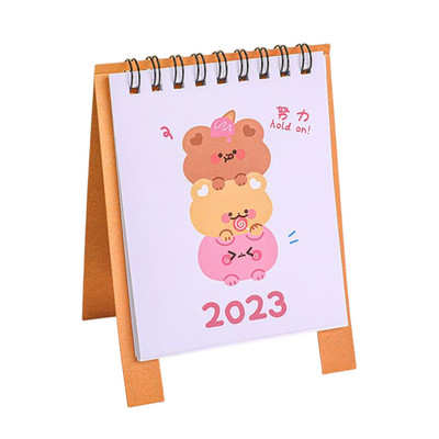 Nou 2023 simplu ins MIni calendar de birou Cute Rabbit Dog Calendar în picioare Planificator zilnic Planificator de masă Organizator de agende anuale