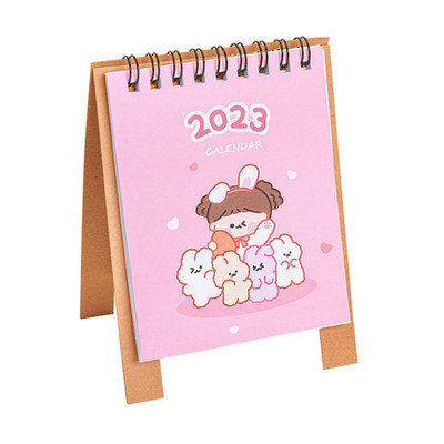 Nou 2023 simplu ins MIni calendar de birou Cute Rabbit Dog Calendar în picioare Planificator zilnic Planificator de masă Organizator de agende anuale
