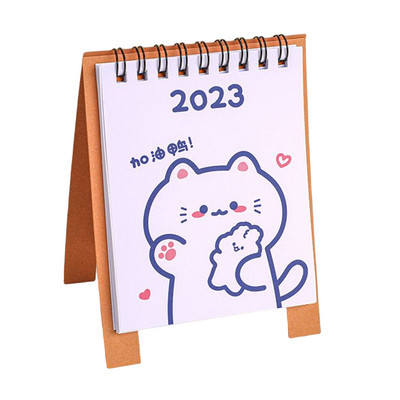 Nou 2023 simplu ins MIni calendar de birou Cute Rabbit Dog Calendar în picioare Planificator zilnic Planificator de masă Organizator de agende anuale