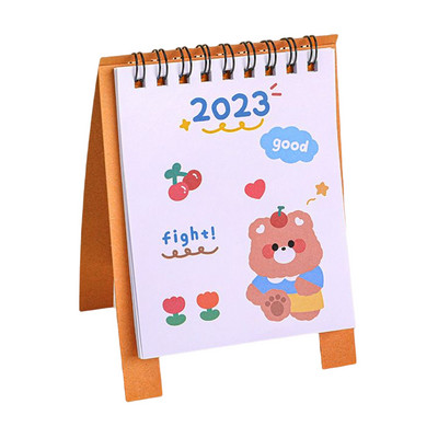 Nou 2023 simplu ins MIni calendar de birou Cute Rabbit Dog Calendar în picioare Planificator zilnic Planificator de masă Organizator de agende anuale