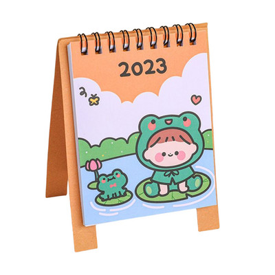 Nou 2023 simplu ins MIni calendar de birou Cute Rabbit Dog Calendar în picioare Planificator zilnic Planificator de masă Organizator de agende anuale