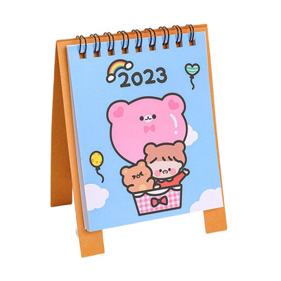 Nou 2023 simplu ins MIni calendar de birou Cute Rabbit Dog Calendar în picioare Planificator zilnic Planificator de masă Organizator de agende anuale