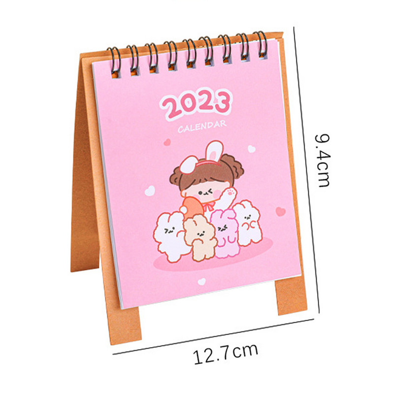 Nou 2023 simplu ins MIni calendar de birou Cute Rabbit Dog Calendar în picioare Planificator zilnic Planificator de masă Organizator de agende anuale