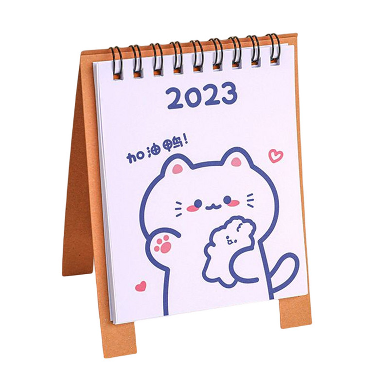 Nou 2023 simplu ins MIni calendar de birou Cute Rabbit Dog Calendar în picioare Planificator zilnic Planificator de masă Organizator de agende anuale