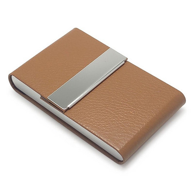 1 kom. Jednostavna torbica za posjetnice od PU kože, modna kopča, torbica za ID od nehrđajućeg čelika Uredski materijal Poklon kutija za posjetnice