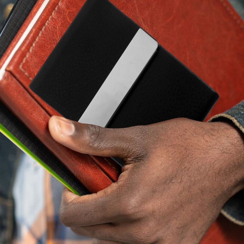 1 kom. Jednostavna torbica za posjetnice od PU kože, modna kopča, torbica za ID od nehrđajućeg čelika Uredski materijal Poklon kutija za posjetnice