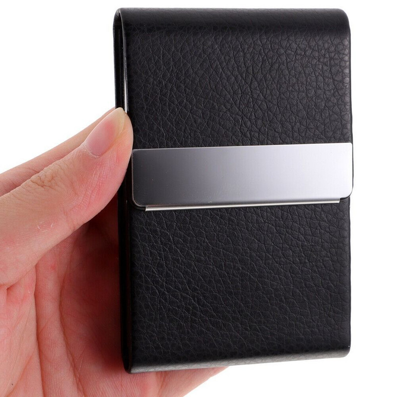 1 kom. Jednostavna torbica za posjetnice od PU kože, modna kopča, torbica za ID od nehrđajućeg čelika Uredski materijal Poklon kutija za posjetnice