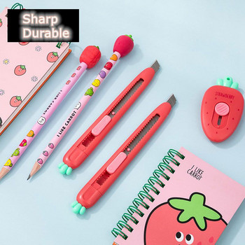 Καινοτομία Kawaii Carrot Strawberry Utility Knife Μίνι φορητό κουτί περιτυλίγματος χειροτεχνίας Χαρτί κοπής φακέλων Εργαλεία ανοίγματος μαχαιριών μαχαιριών