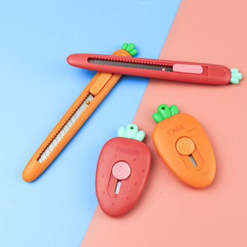 Καινοτομία Kawaii Carrot Strawberry Utility Knife Μίνι φορητό κουτί περιτυλίγματος χειροτεχνίας Χαρτί κοπής φακέλων Εργαλεία ανοίγματος μαχαιριών μαχαιριών