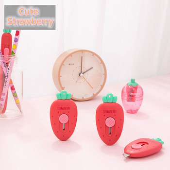 Καινοτομία Kawaii Carrot Strawberry Utility Knife Μίνι φορητό κουτί περιτυλίγματος χειροτεχνίας Χαρτί κοπής φακέλων Εργαλεία ανοίγματος μαχαιριών μαχαιριών