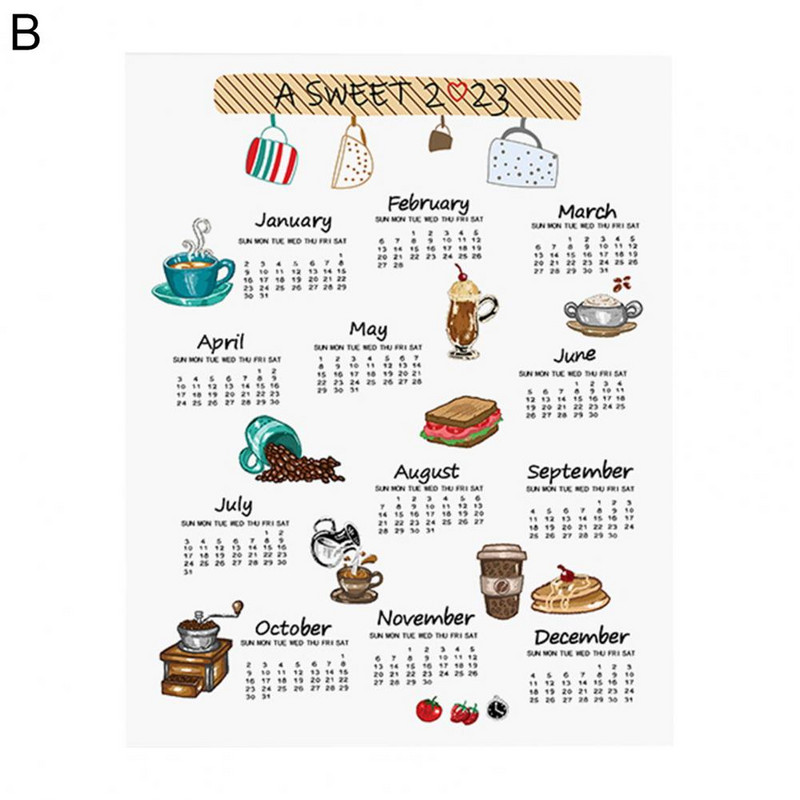 Sieninis kalendorius Patrauklus ekologiškas nuotraukų rekvizitas miegamajam 2023 m. Sieninio kalendoriaus kalendoriaus pakabinamas audinys