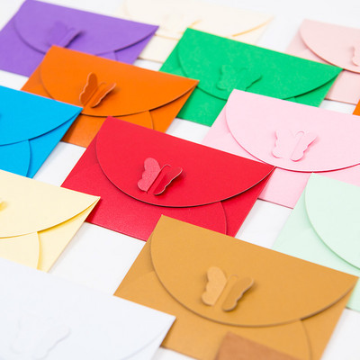 (10 бр./лот) 10,5*7CM цветна катарама с пеперуда Пликове от крафт хартия Simple Love Ретро катарама Декоративен малък хартиен плик