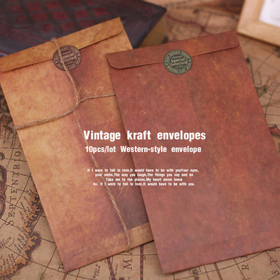 10 kom/lot set retro kraft omotnica kreativne poslovne omotnice vintage svadbeni papir Pozivnica Poklon za albume