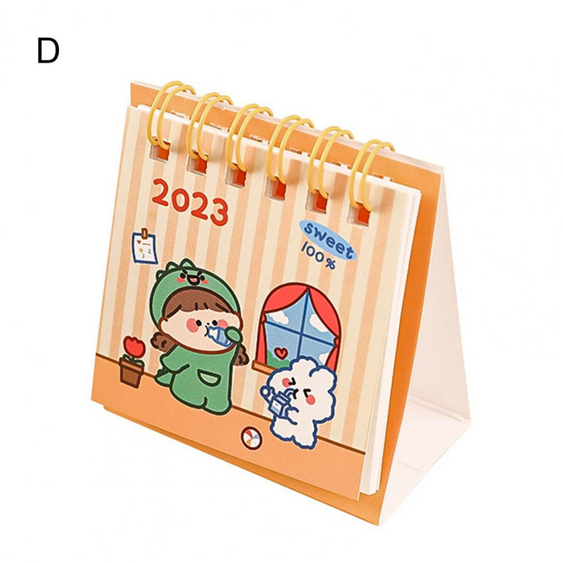 Univerzalni lagani datum snimanja, prijenosni 2022. do 2023., slatki crtani uzorak, mini stolni kalendar, stolni kalendar, ukrasni