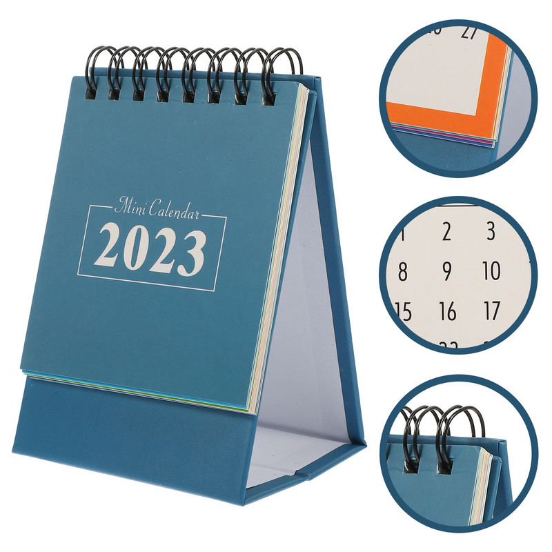 Calendar de birou 2023, program în picioare, de masă, în spirală, mini planificator de agende pentru cort, planificator zilnic mic și modern